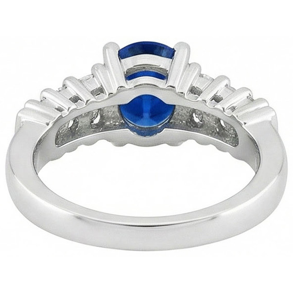 Anello in oro bianco con zaffiro blu di Ceylon taglio ovale da 2 carati Nuovo