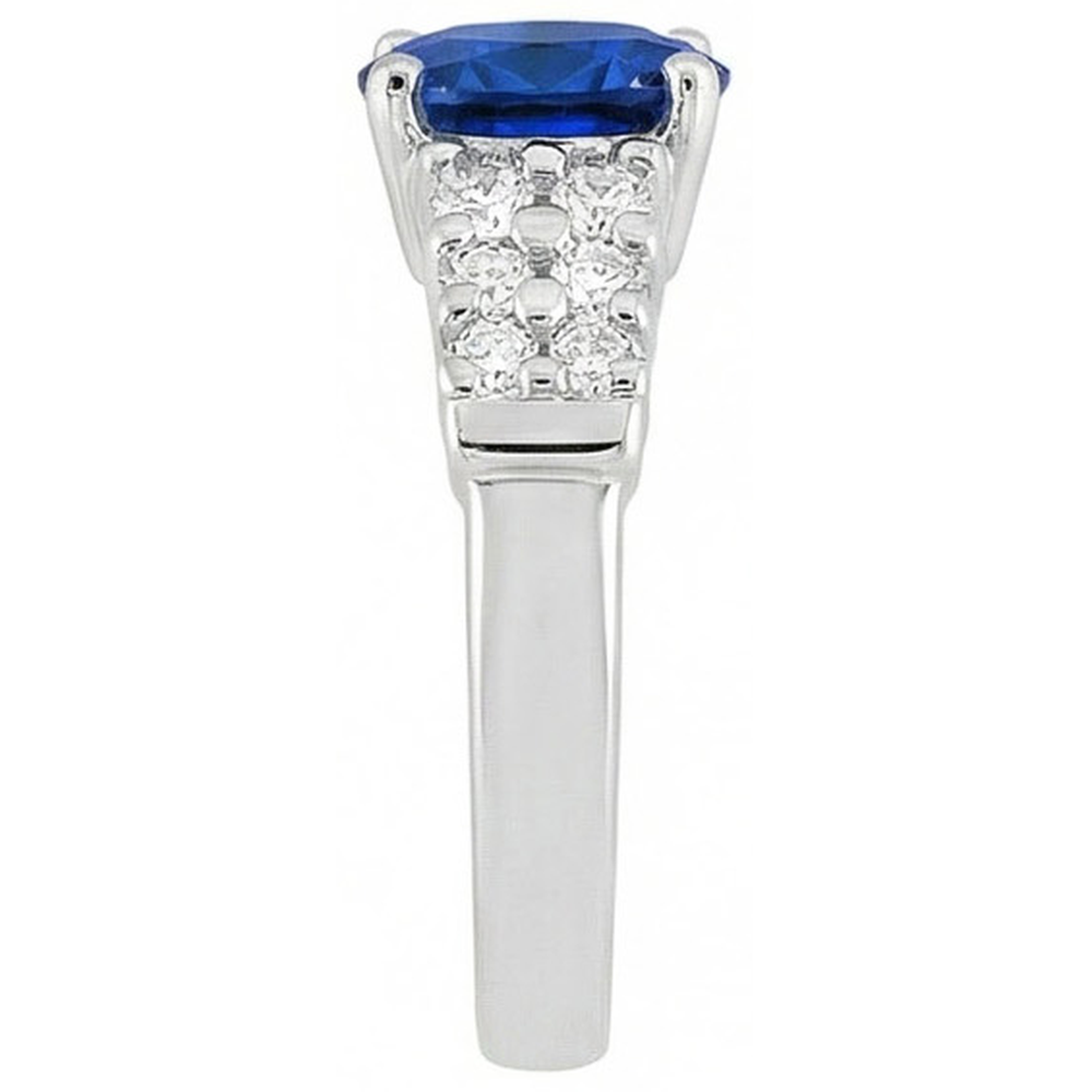 Anello in oro bianco con zaffiro blu di Ceylon taglio ovale da 2 carati Nuovo
