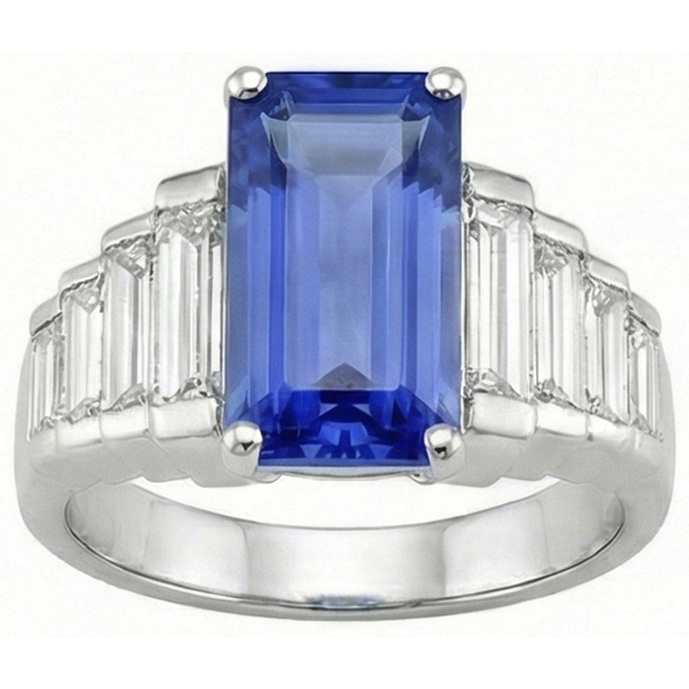 Anello in oro bianco con zaffiro dello Sri Lanka da 8 carati 14K