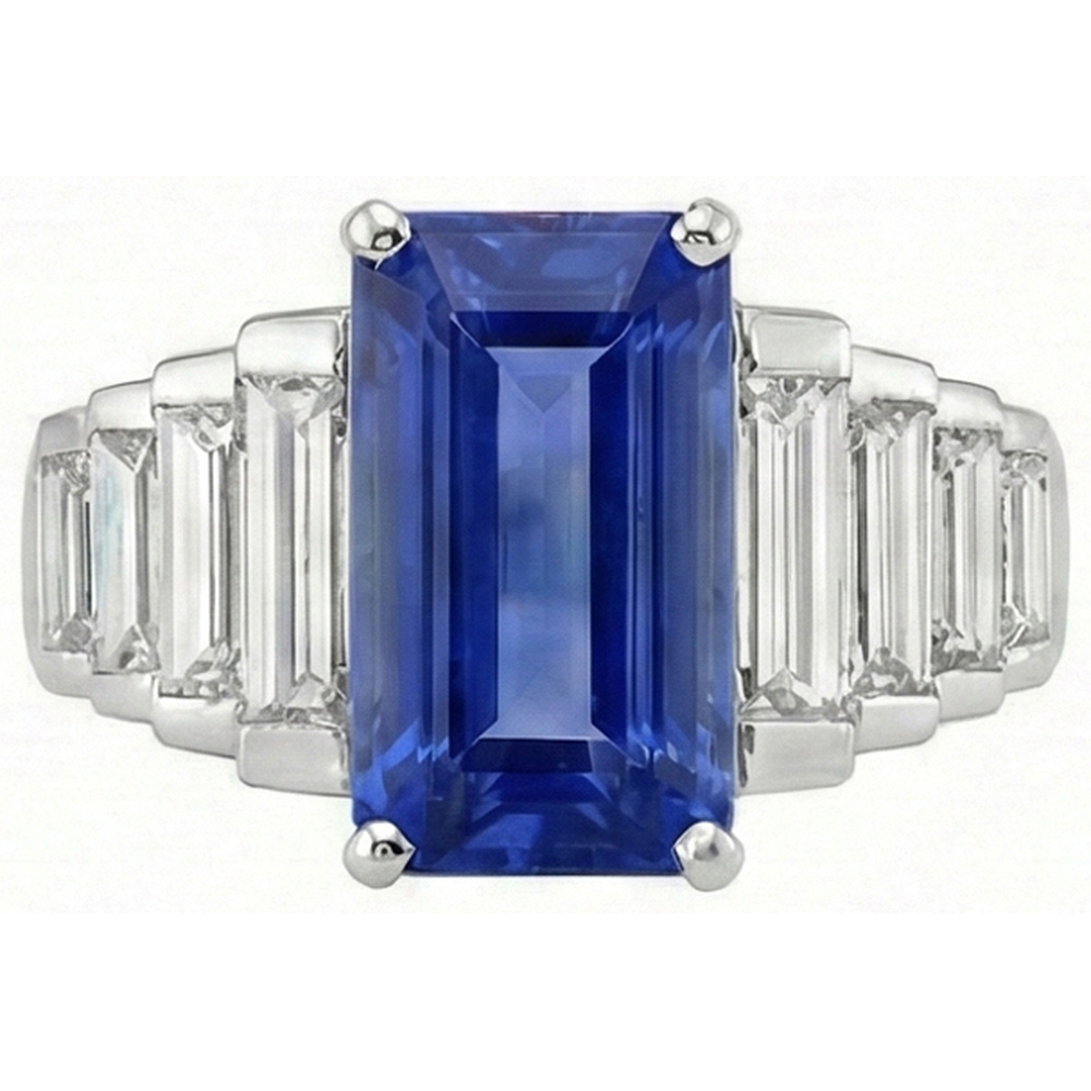 Anello in oro bianco con zaffiro dello Sri Lanka da 8 carati 14K