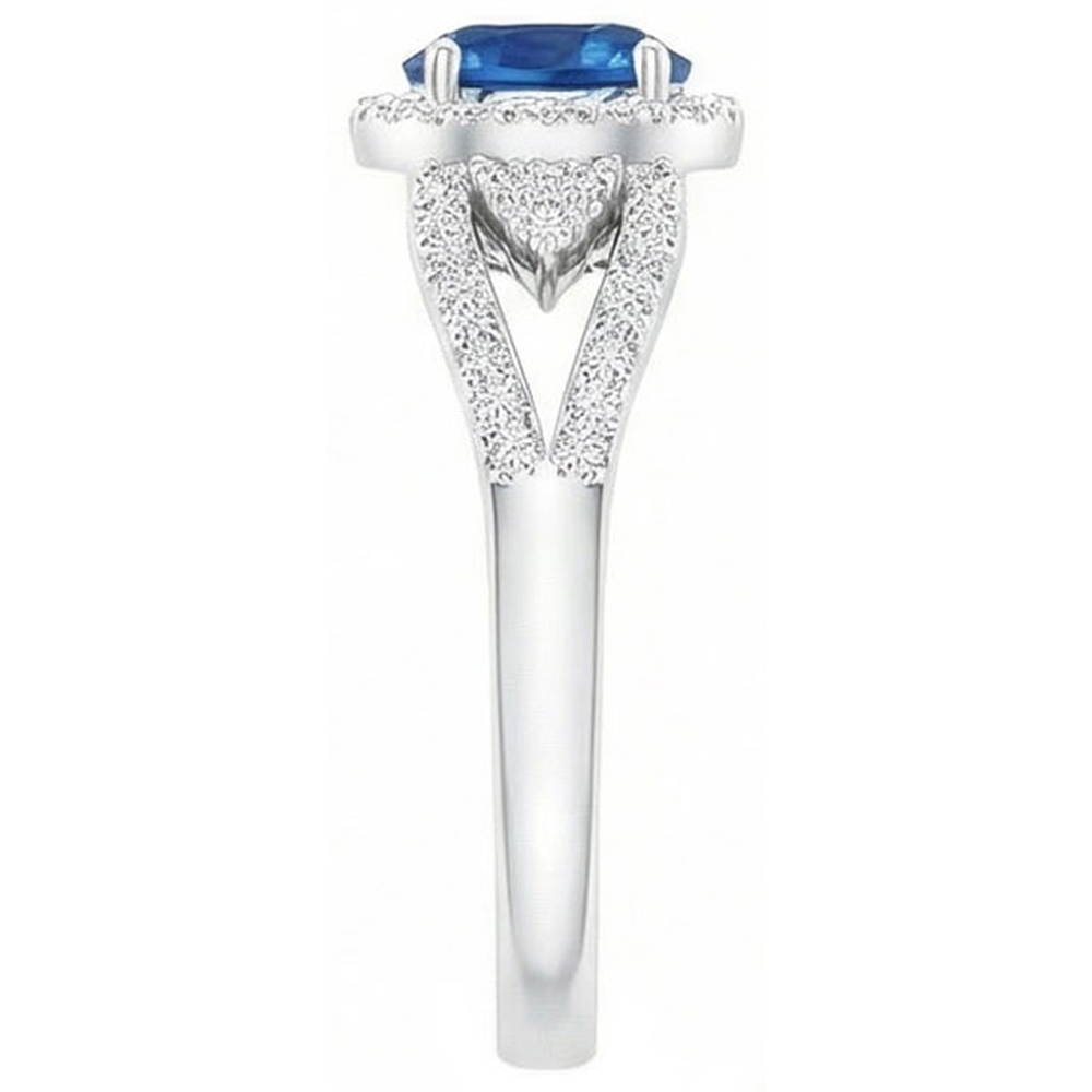 vero round diamante 2.64carati anello vista di profilo