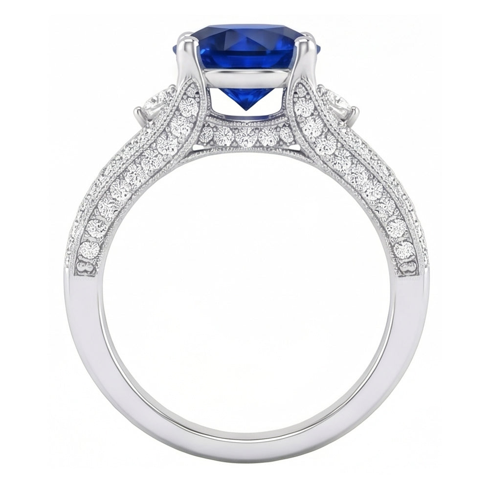 vero round diamante 3carati anello vista di profilo