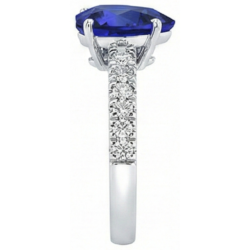 Anello in oro con diamanti a forma di cuore con zaffiro blu pietra preziosa 5 carati