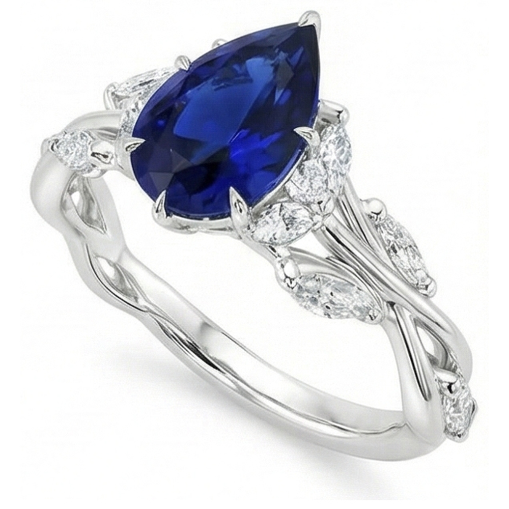 vero marquise diamante 7.25carati anello angolo laterale