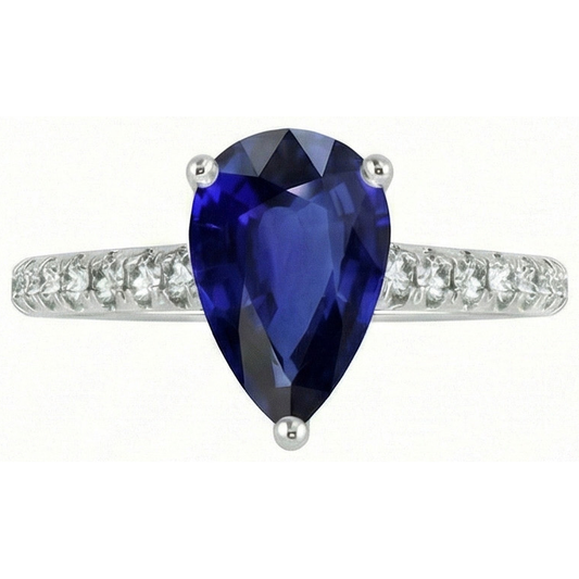Anello in oro con pietre preziose Zaffiro blu con accenti di diamanti 4 carati