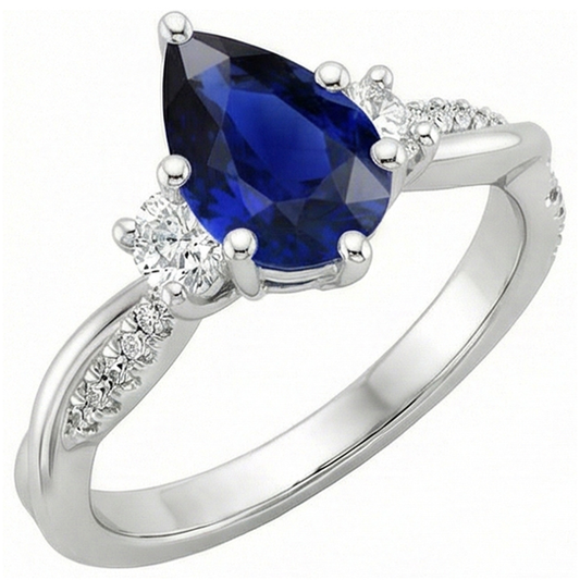 vero pear diamante 5.50carati anello dettaglio ravvicinato