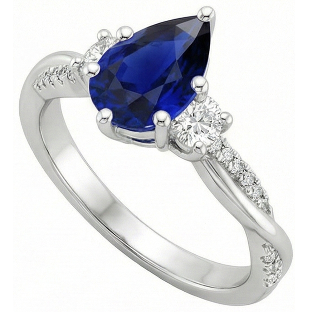 vero pear diamante 5.50carati anello vista dall'alto