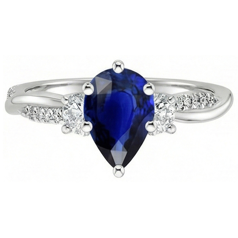 vero pear diamante 5.50carati anello vista di profilo