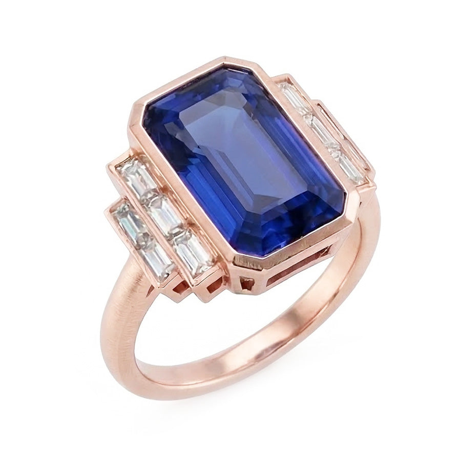 vero baguette diamante 3.50carati anello angolo laterale