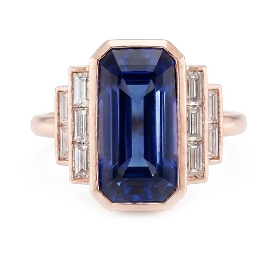 vero baguette diamante 3.50carati anello dettaglio ravvicinato