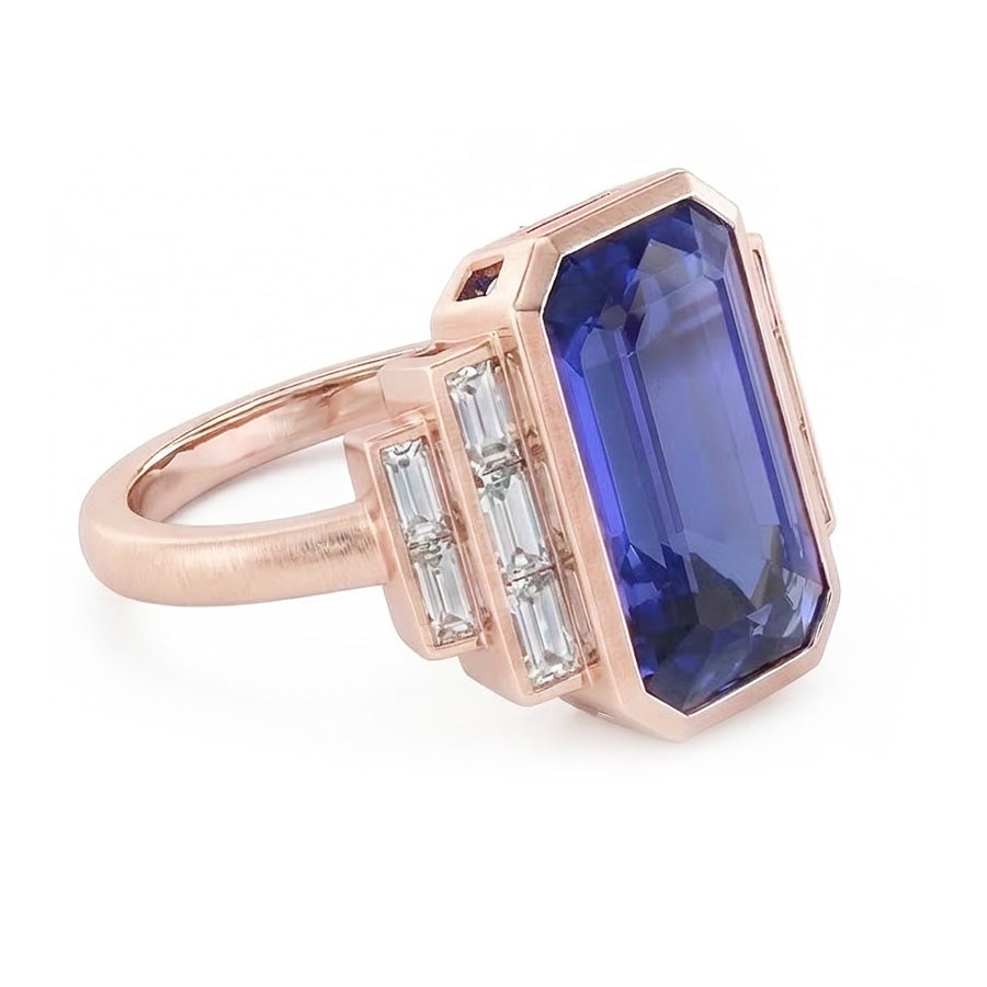 vero baguette diamante 3.50carati anello vista dall'alto