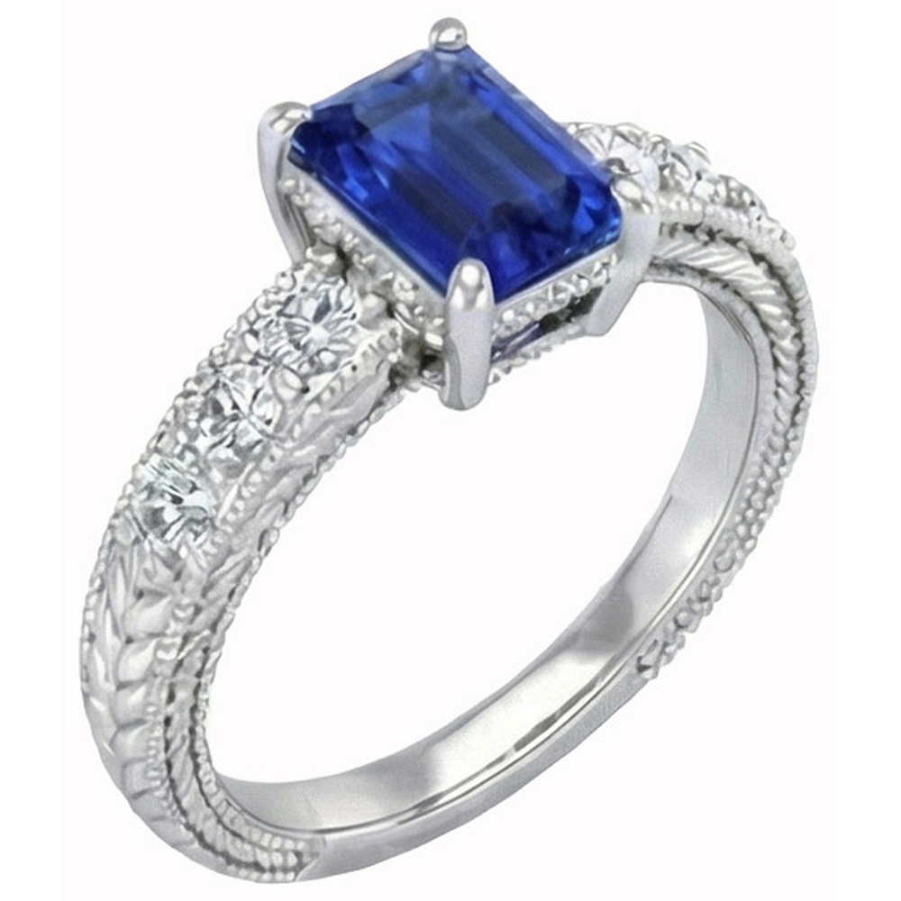 Anello in oro con smeraldo e zaffiro dello Sri Lanka a taglio rotondo da 2,10 ct