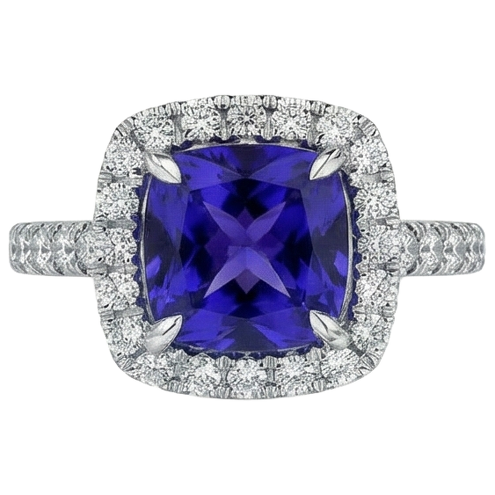 vero round tanzanite 5.50carati anello angolo laterale