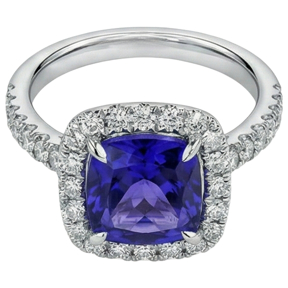vero round tanzanite 5.50carati anello vista dall'alto