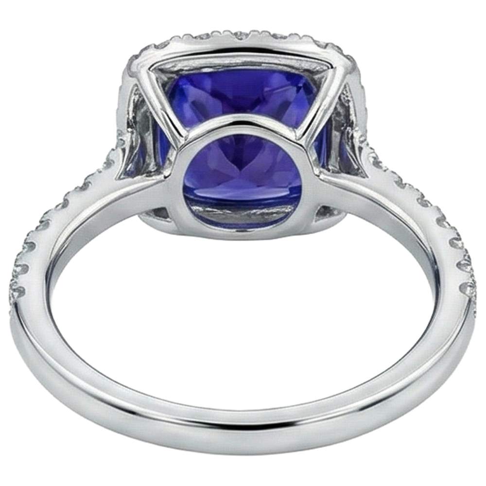 vero round tanzanite 5.50carati anello dettaglio fascia