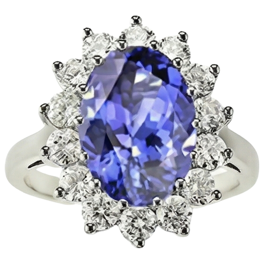 vero round tanzanite 5.80carati anello angolo laterale
