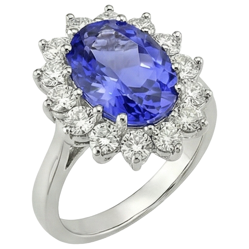 vero round tanzanite 5.80carati anello vista dall'alto