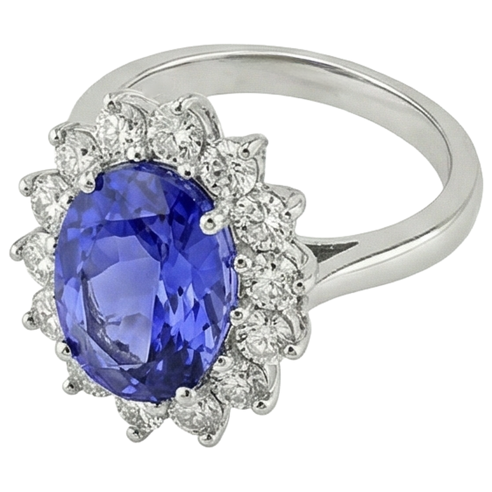 vero round tanzanite 5.80carati anello vista di profilo