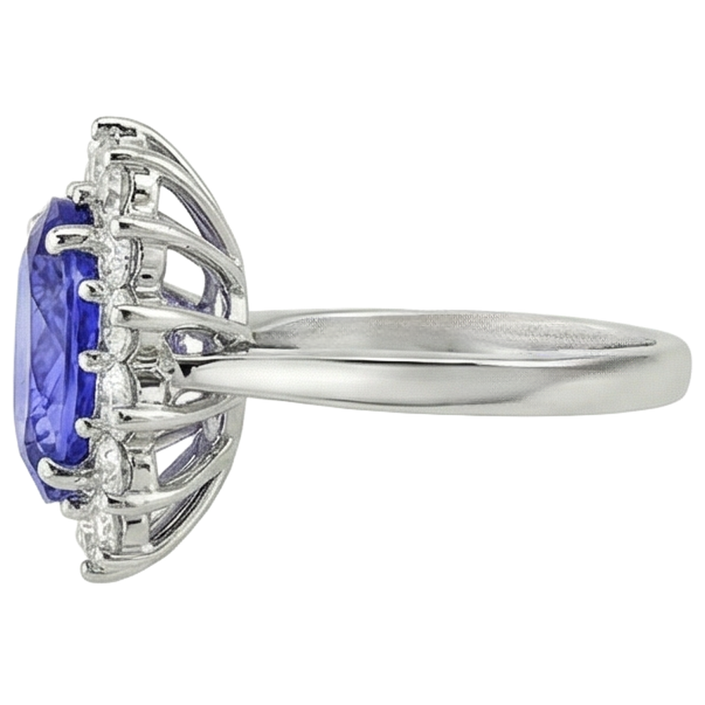 vero round tanzanite 5.80carati anello su bianco