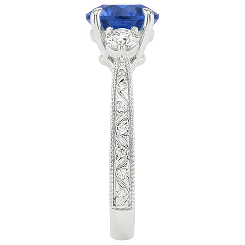 vero round diamante 2.50carati anello vista di profilo