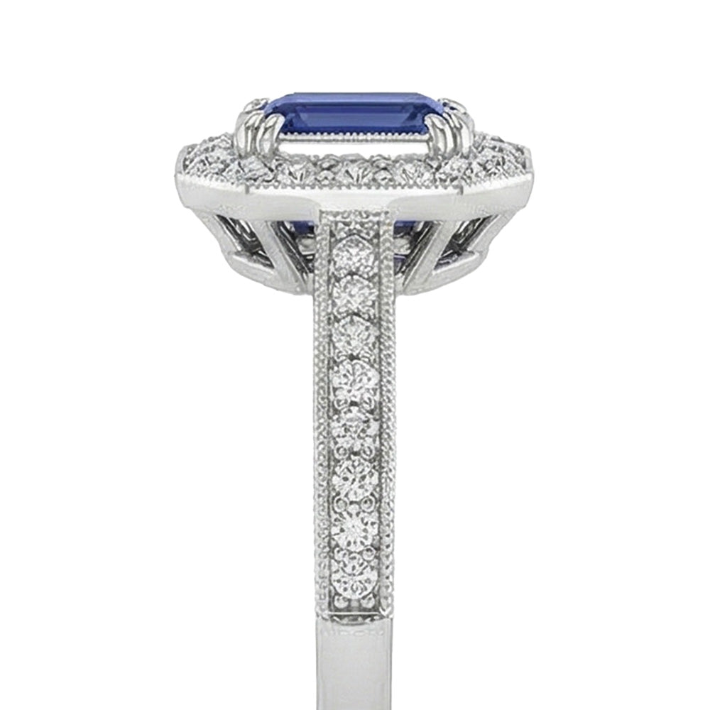 vero round diamante 3.50carati anello su bianco