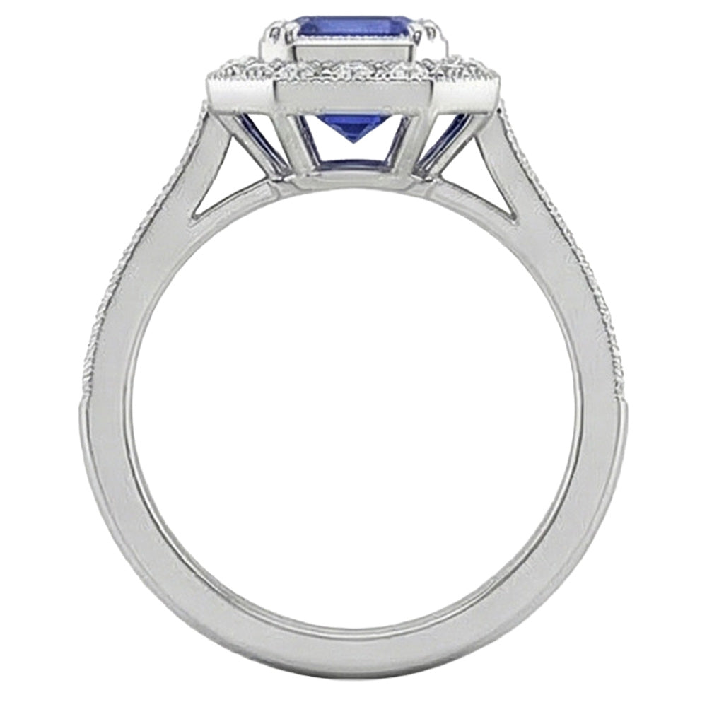 vero round diamante 3.50carati anello con accenti diamanti