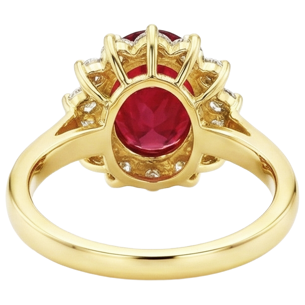 Anello in oro giallo 14K 4.70 carati con rubini e diamanti incastonati Nuovo