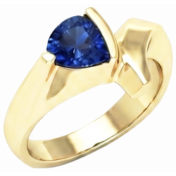 Anello in oro giallo 14K con pietre preziose a forma di zaffiri di Ceylon da 1 carato