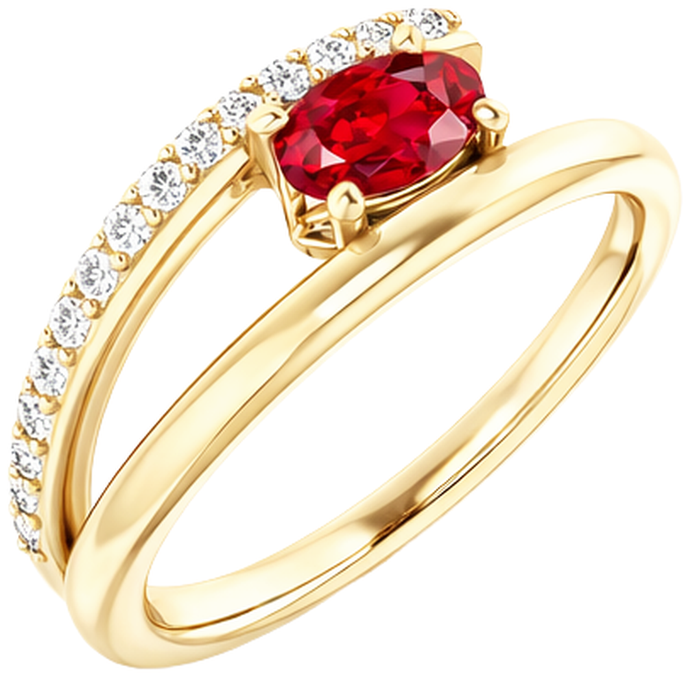Anello in oro giallo 14K con rubini e diamanti 2.60 carati Novità