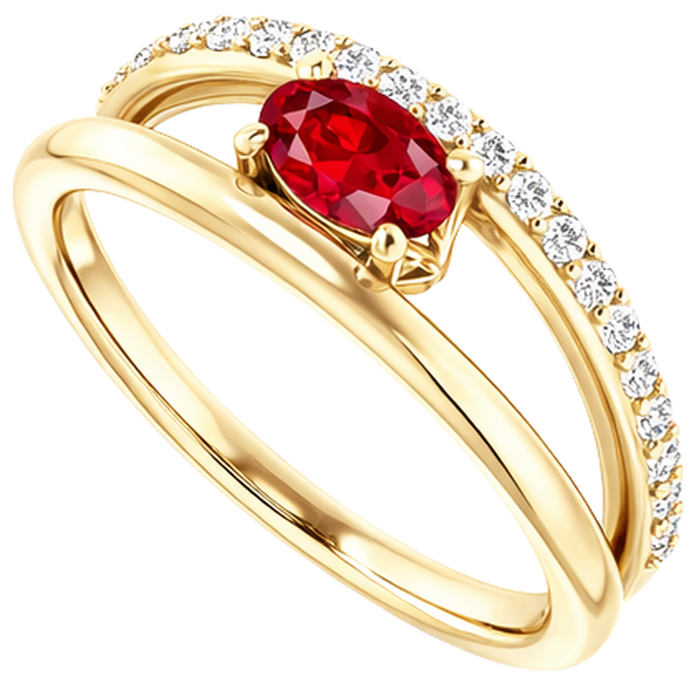 Anello in oro giallo 14K con rubini e diamanti 2.60 carati Novità