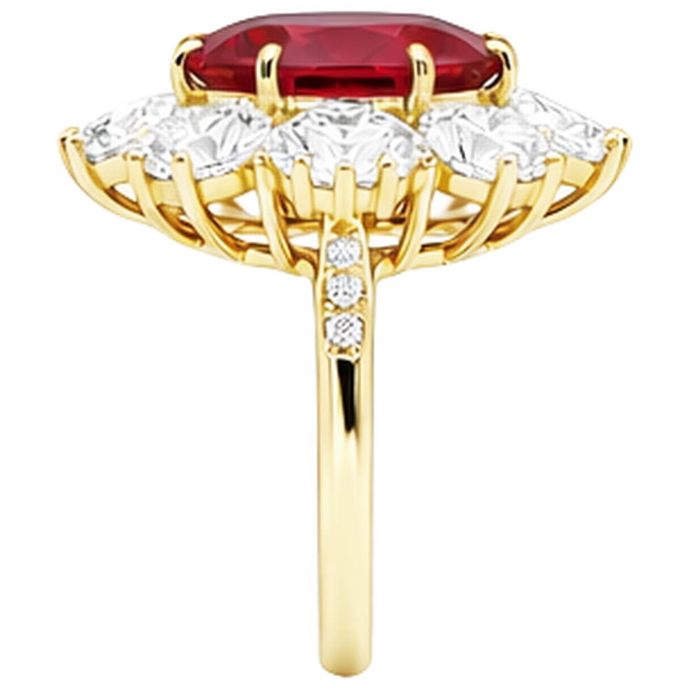 Anello in oro giallo 14K con rubini naturali da 4.75 ct con diamanti