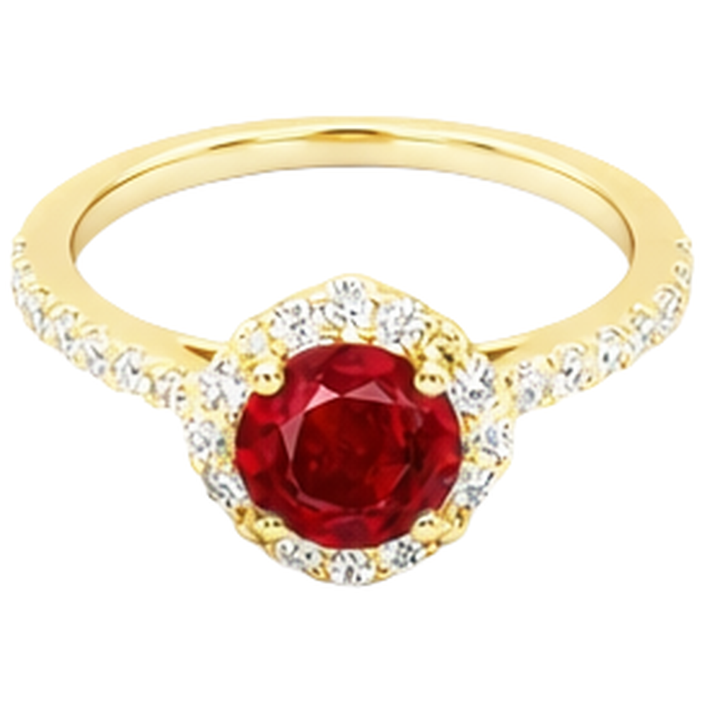 Anello in oro giallo 14K . con rubini rossi da 3.20 carati e diamanti