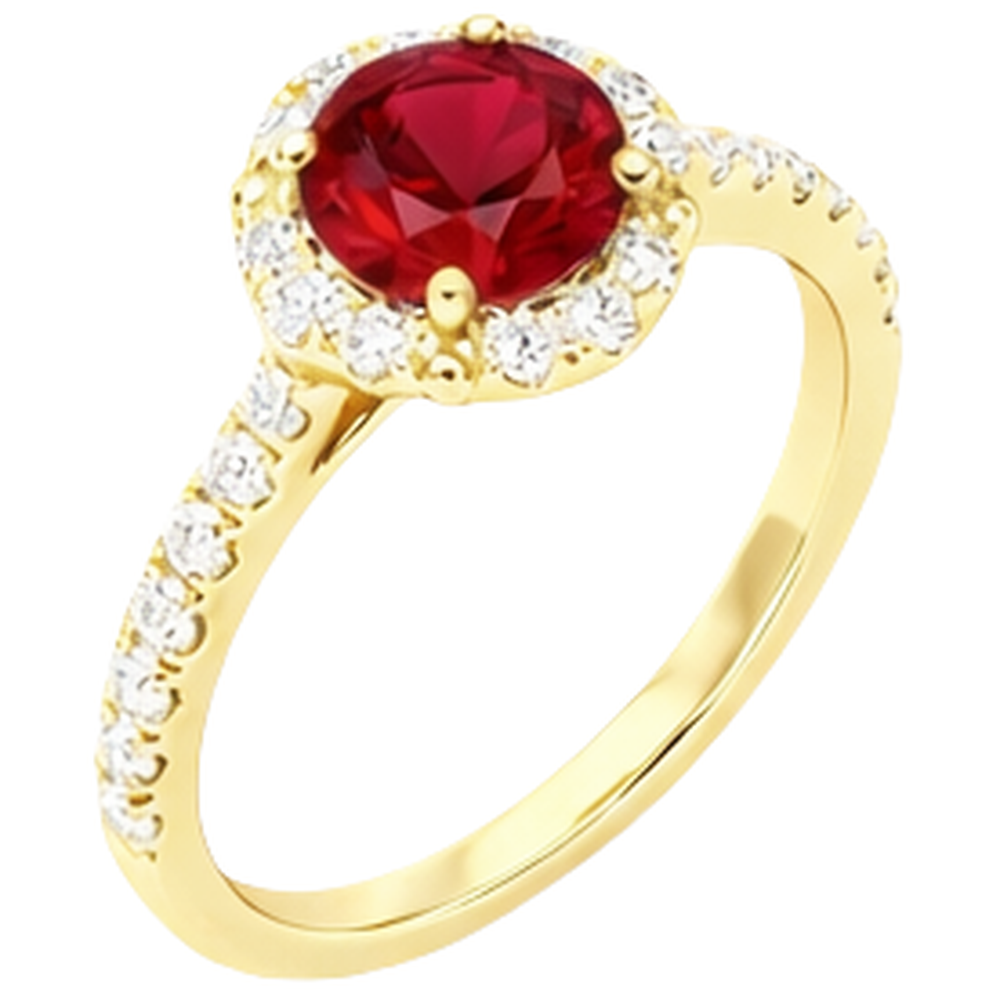Anello in oro giallo 14K . con rubini rossi da 3.20 carati e diamanti