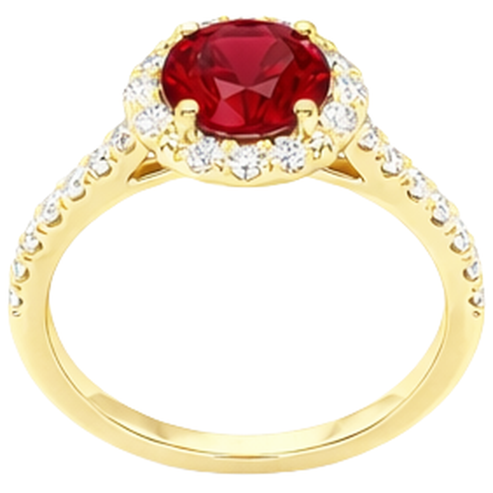 Anello in oro giallo 14K . con rubini rossi da 3.20 carati e diamanti