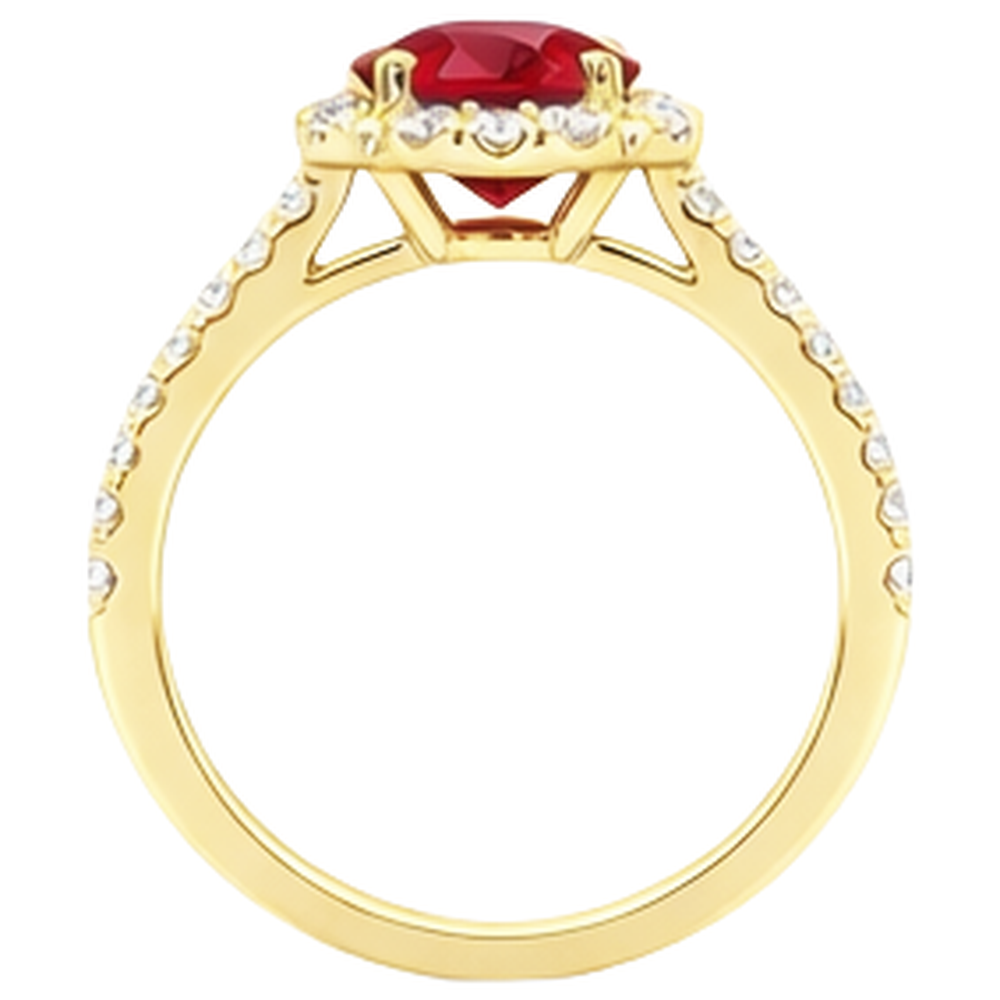 Anello in oro giallo 14K . con rubini rossi da 3.20 carati e diamanti