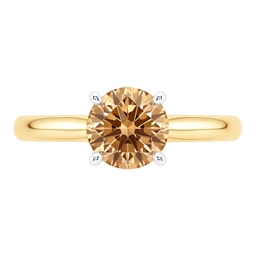 Anello in oro giallo con pietre preziose per matrimonio con diamante champagne da 1.25 carati