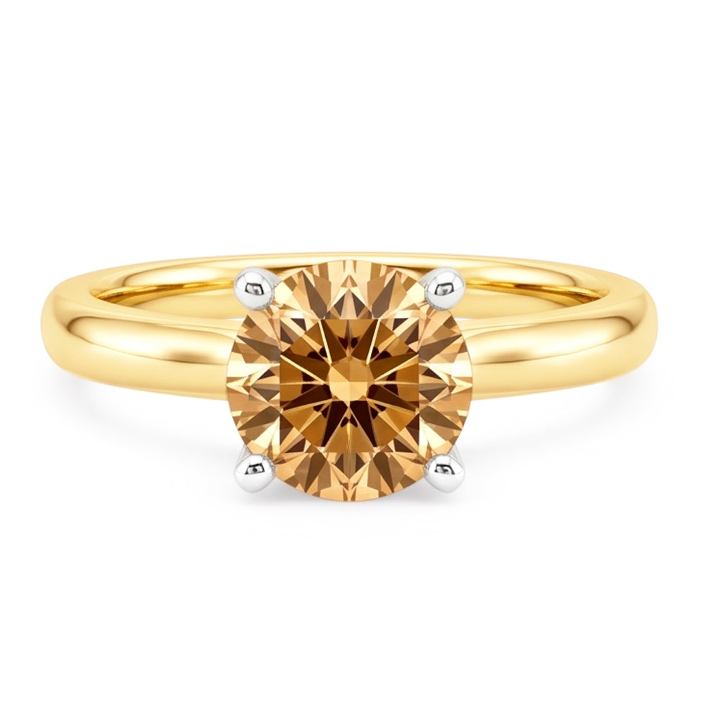 Anello in oro giallo con pietre preziose per matrimonio con diamante champagne da 1.25 carati