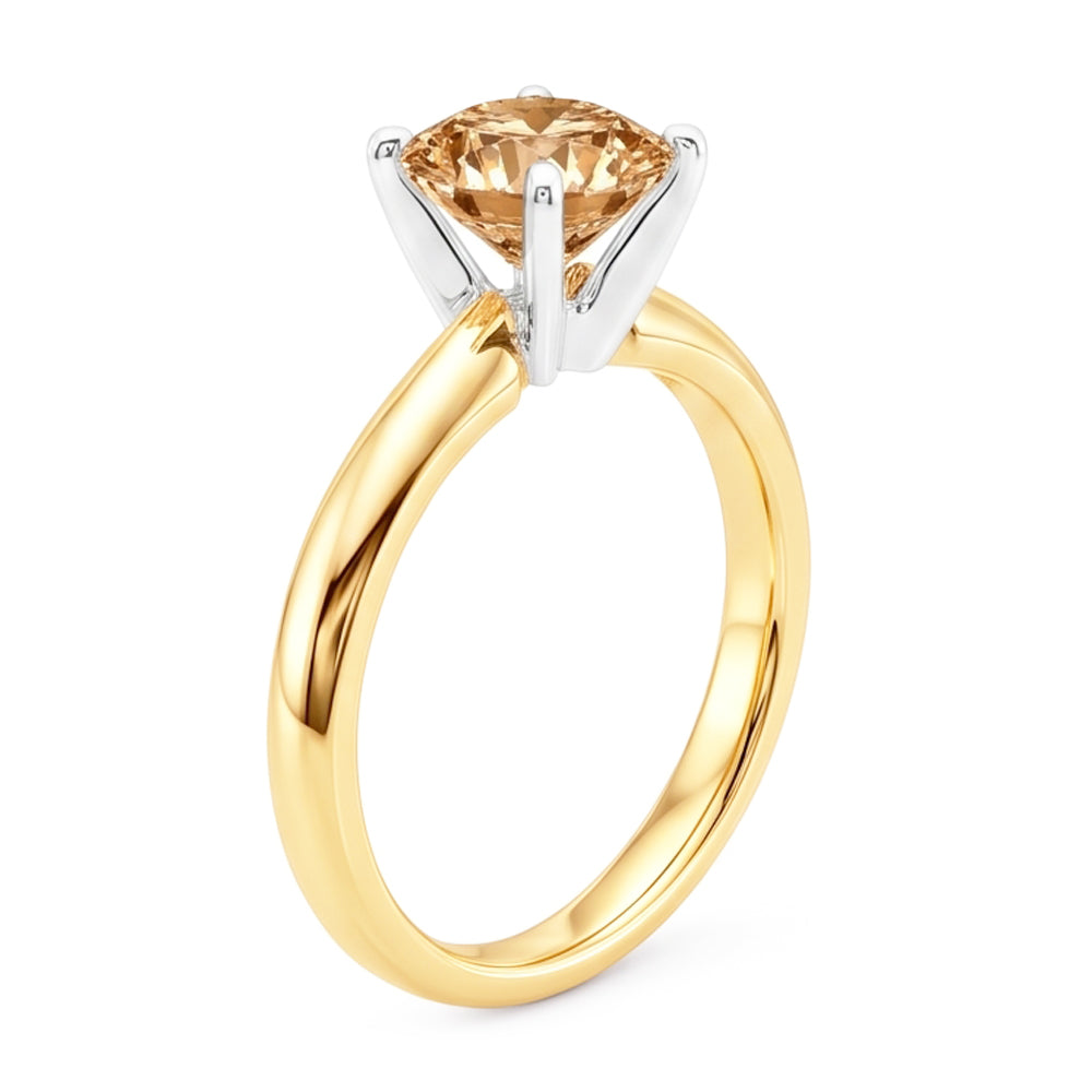 Anello in oro giallo con pietre preziose per matrimonio con diamante champagne da 1.25 carati
