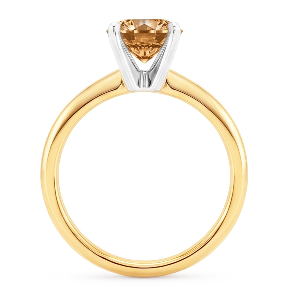 Anello in oro giallo con pietre preziose per matrimonio con diamante champagne da 1.25 carati