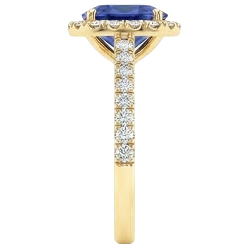 Anello in oro giallo con zaffiro ovale e diamanti 11.25 carati 14K