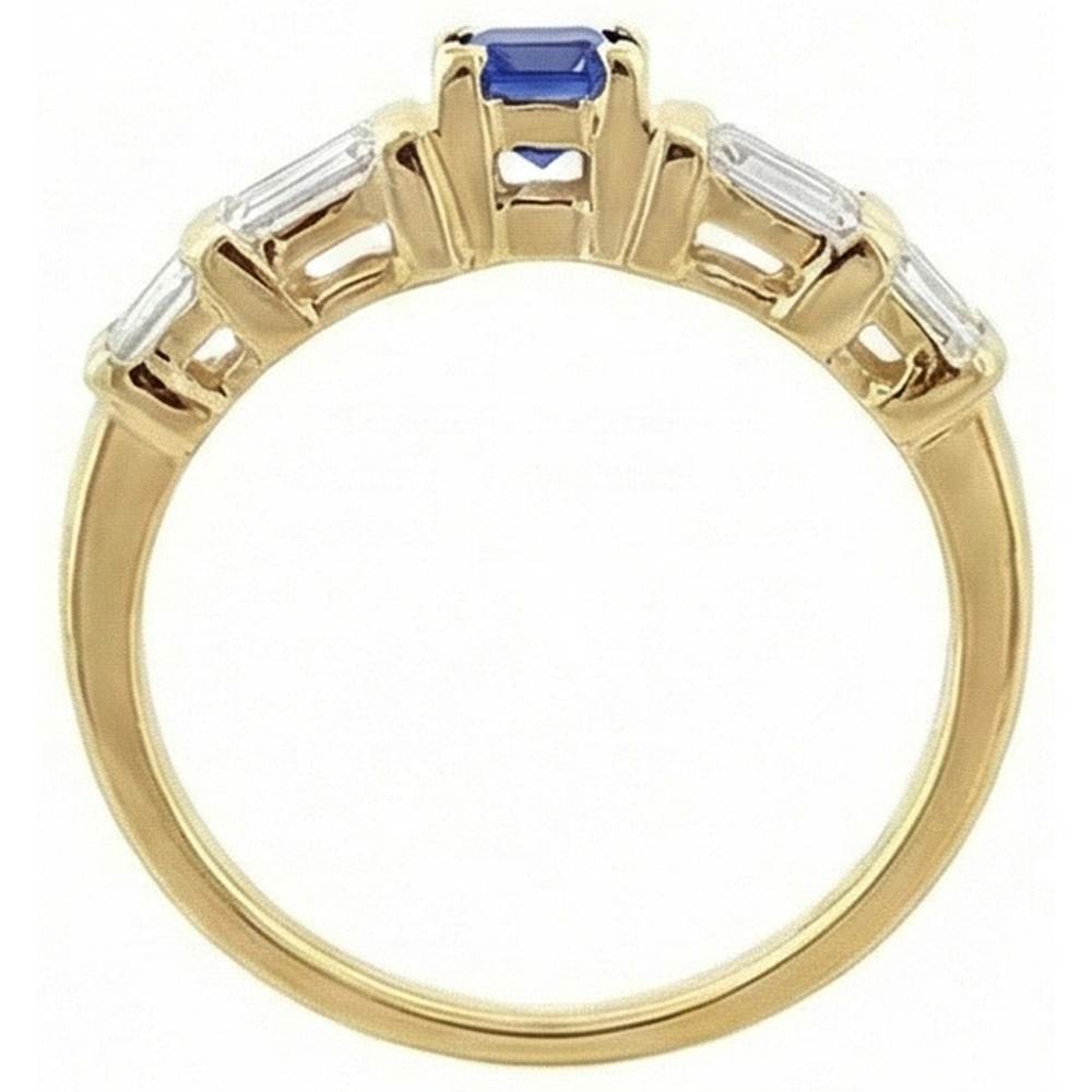Anello in oro giallo da 2.51 carati con zaffiro blu dello Sri Lanka 14K