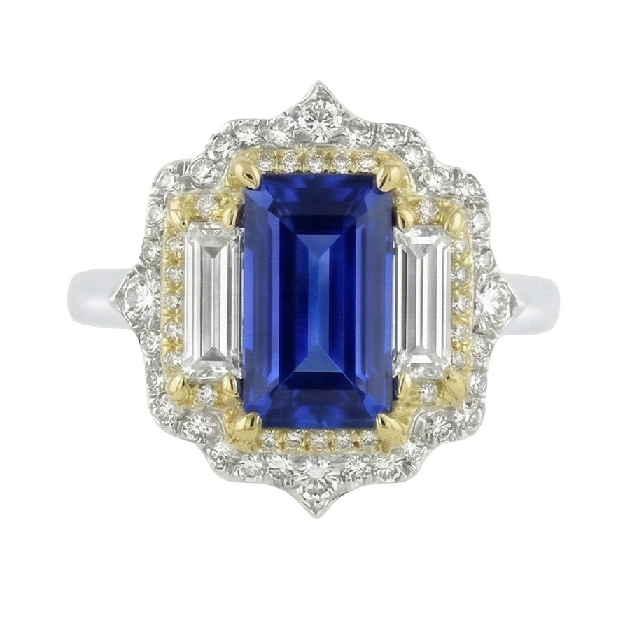 vero baguette diamante 6.75carati anello angolo laterale