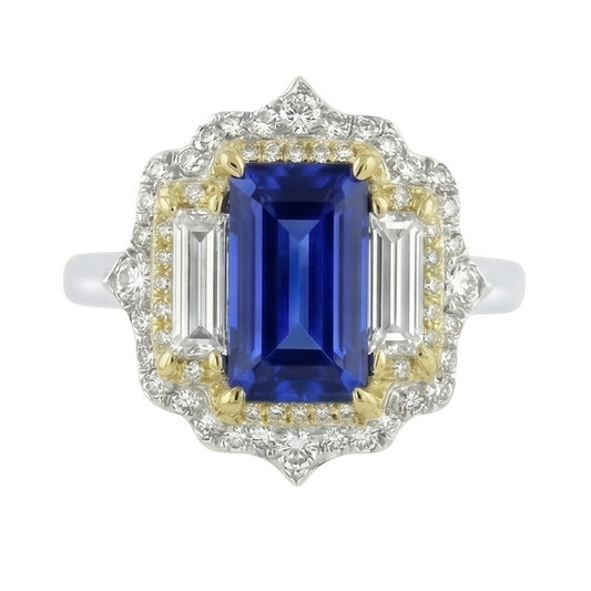 vero baguette diamante 6.75carati anello angolo laterale