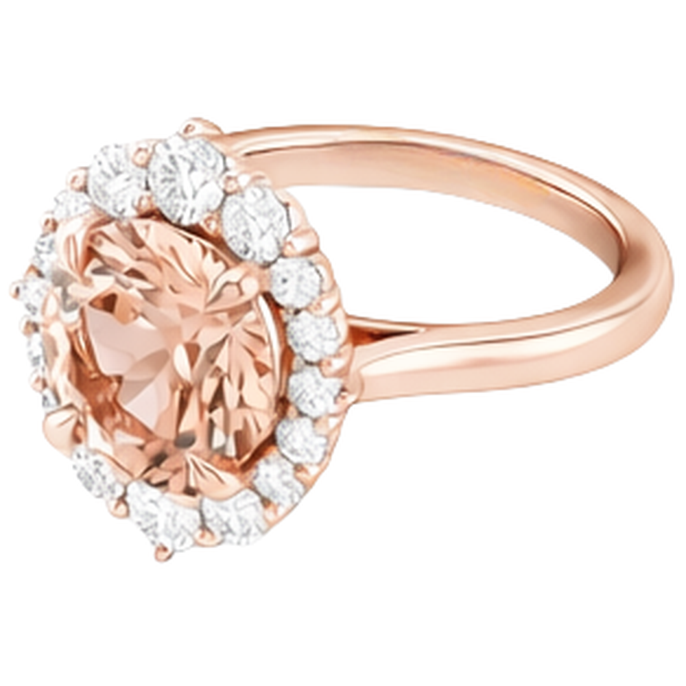 Anello in oro rosa 14 kt con Morganite e diamanti da 17.75 ct