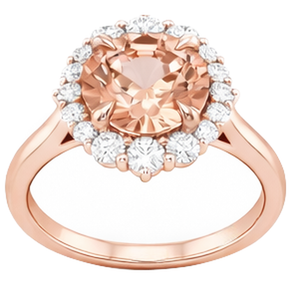 Anello in oro rosa 14 kt con Morganite e diamanti da 17.75 ct