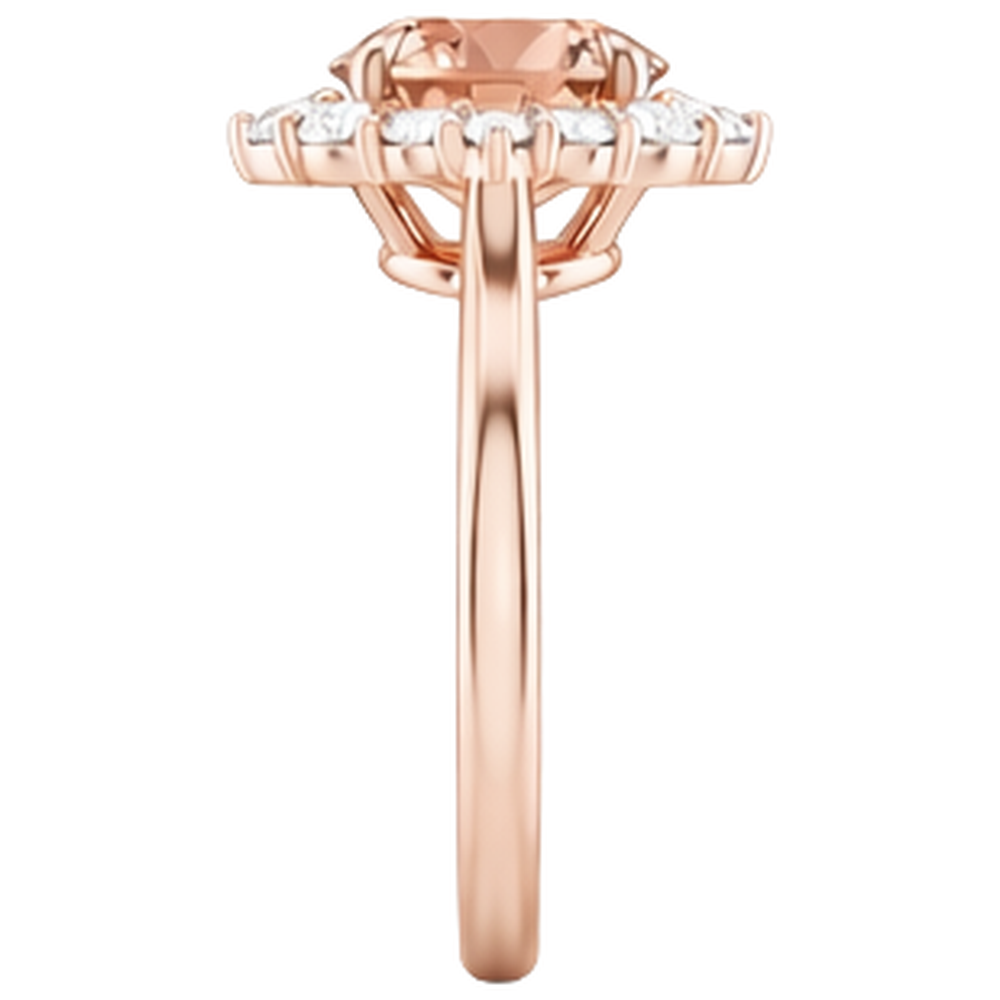 Anello in oro rosa 14 kt con Morganite e diamanti da 17.75 ct