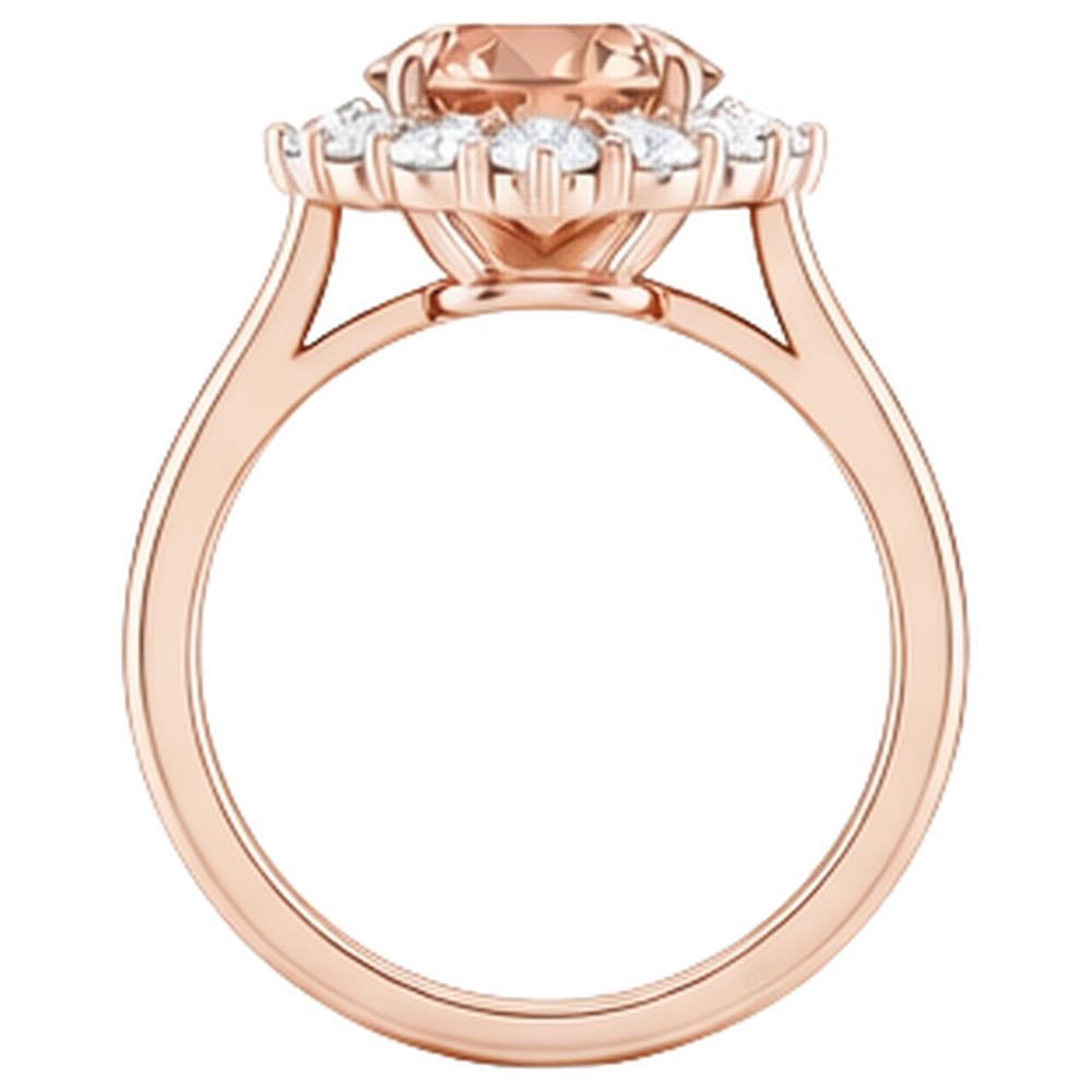 Anello in oro rosa 14 kt con Morganite e diamanti da 17.75 ct