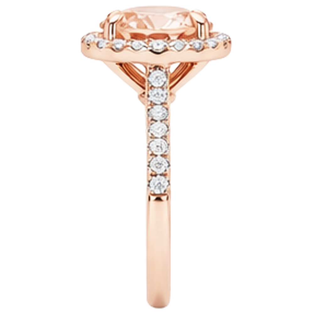 vero round morganite 11.50carati anello vista di profilo