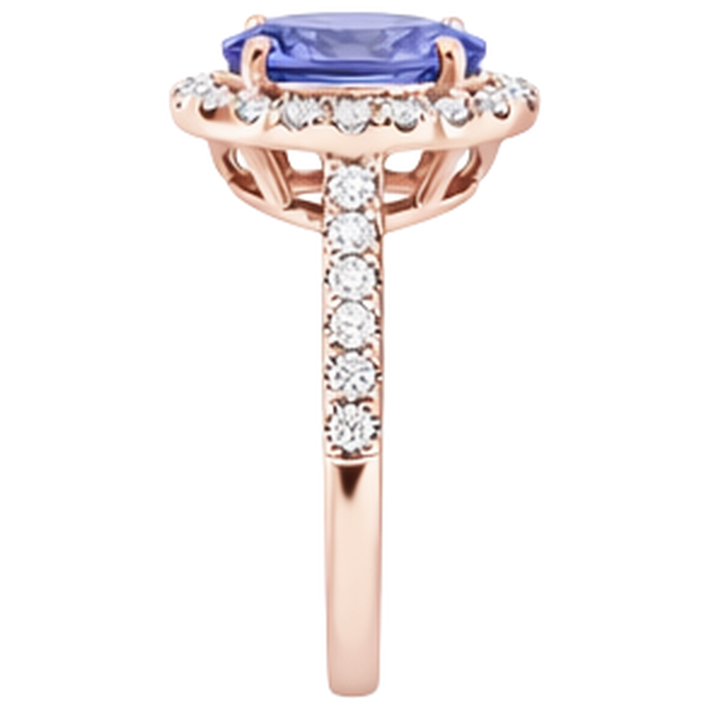 Anello in oro rosa 14K 15.40 carati con tanzanite e diamanti Novità