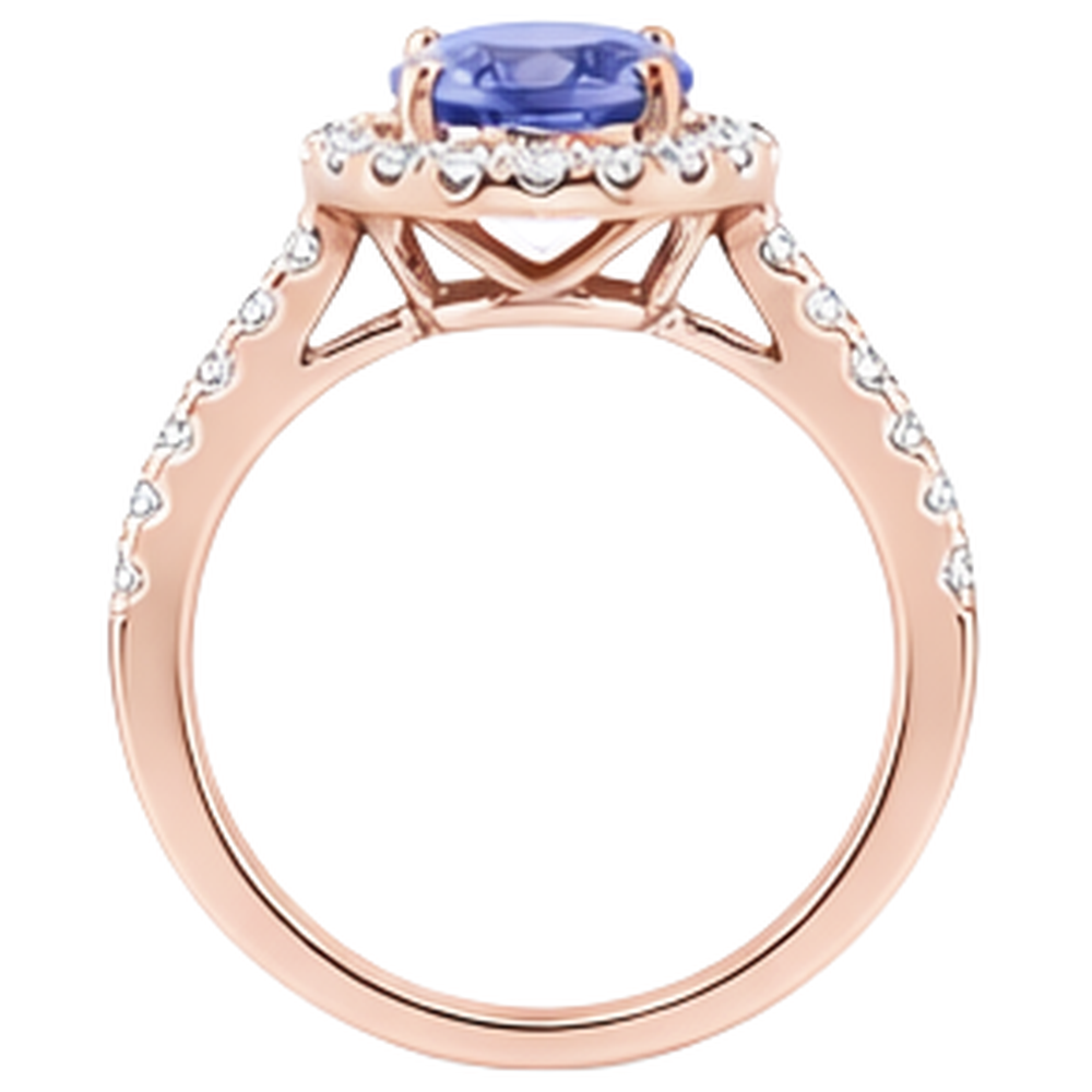 Anello in oro rosa 14K 15.40 carati con tanzanite e diamanti Novità